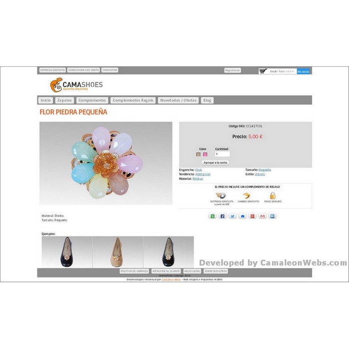 Pàgina piedra-pequeña_complementos: camashoes-com - projecte web de Camaleon Webs