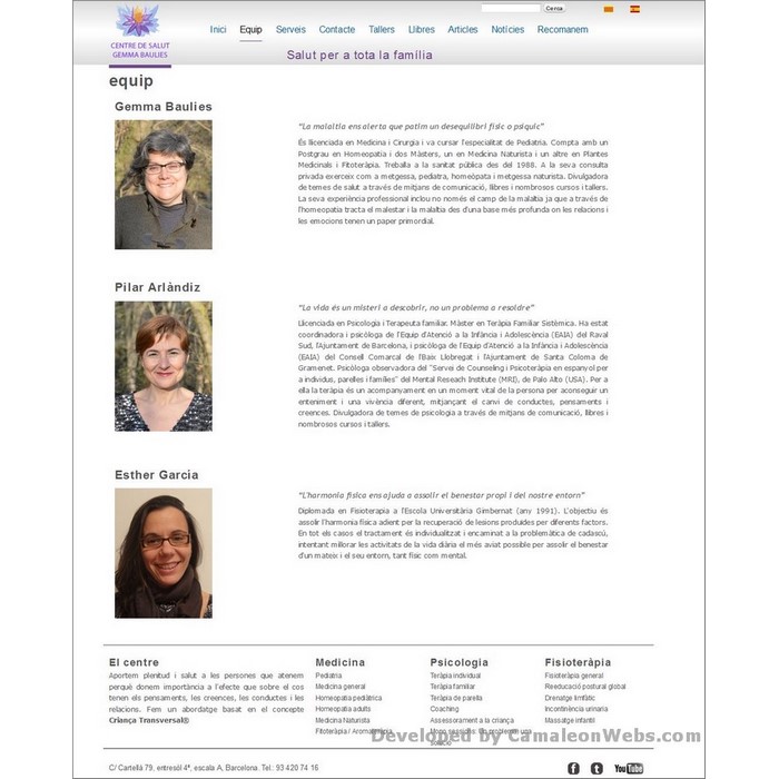 Pàgina equip: centredesalutgemmabaulies-com - projecte web de Camaleon Webs