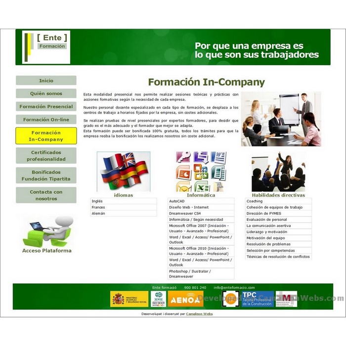Pàgina formacion-company: enteformacio-com - projecte web de Camaleon Webs